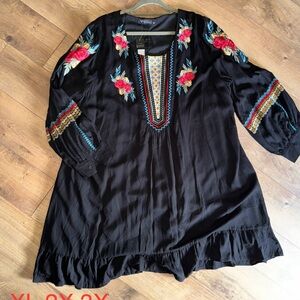 Black Embroidered Women's Dress